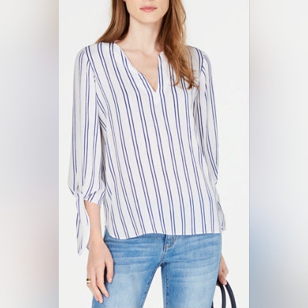 Michael Kors Navy and White Striped Blouse